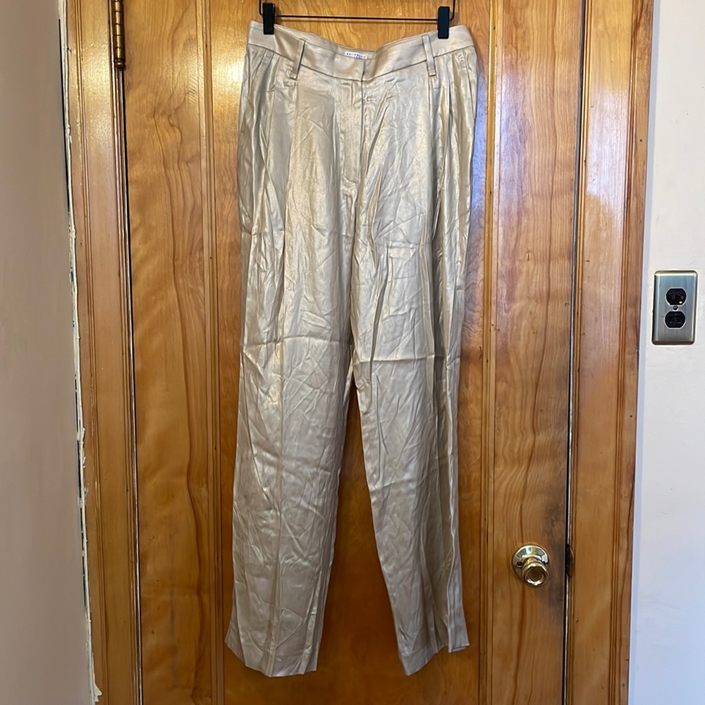 Brunello Cucinelli gold silk trousers